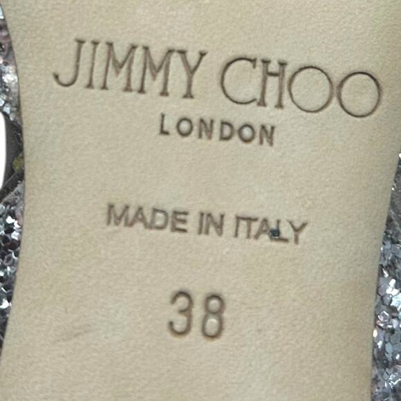 Jimmy Choo Glitter Vicky Glitter Low Block Heel Pumps Champagne Gold 7 - Picture 5 of 8